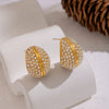 Wholesale Geometric Ringshaped Inlaid Rhinestone Stainless Steel Earrings With Pvd Furnace Vacuum Real Gold Plating For Women