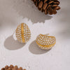Wholesale Geometric Ringshaped Inlaid Rhinestone Stainless Steel Earrings With Pvd Furnace Vacuum Real Gold Plating For Women