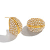 Wholesale Geometric Ringshaped Inlaid Rhinestone Stainless Steel Earrings With Pvd Furnace Vacuum Real Gold Plating For Women