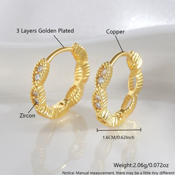 Wholesale Geometric Round Copper Goldplated Earrings Simple Retro Stylish For Women