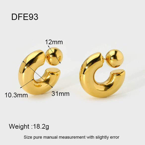 Wholesale Geometric Round Cshaped Stainless Steel Diamondencrusted Pearl Earrings Plated With 18K Gold For Women