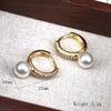 Wholesale Geometric Round Imitation Pearl Zirconium Ear Clip Jewelry Earrings Sweet Fresh Style
