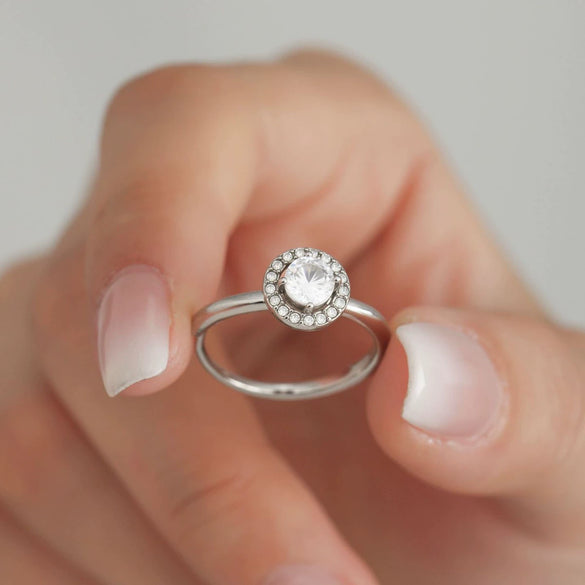 Wholesale Geometric Round Inlaid Zircon Titanium Steel Electroplated Unisex Ring Fashion Jewelry