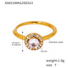 Wholesale Geometric Round Inlaid Zircon Titanium Steel Electroplated Unisex Ring Fashion Jewelry