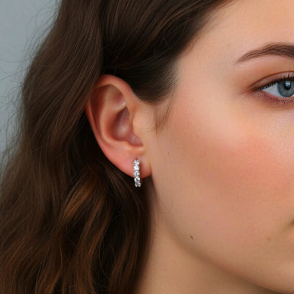 Wholesale Geometric Round Moissanite Earrings For Women 925 Silver Electroplated