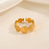 Wholesale Geometric Round Open Adjustable Ring Stainless Steel Real Gold Plated For Women
