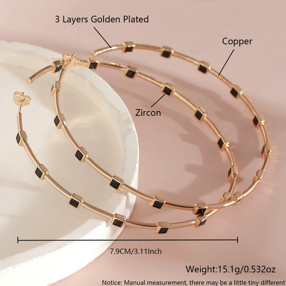 Wholesale Geometric Round Square Turquoise Design Exaggerated Bohemian Style Copper Earrings With Electroplating For Women