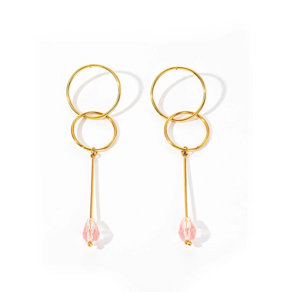 Wholesale Geometric Round Stainless Steel Electroplating Stitching Tassel Long Earrings For Women