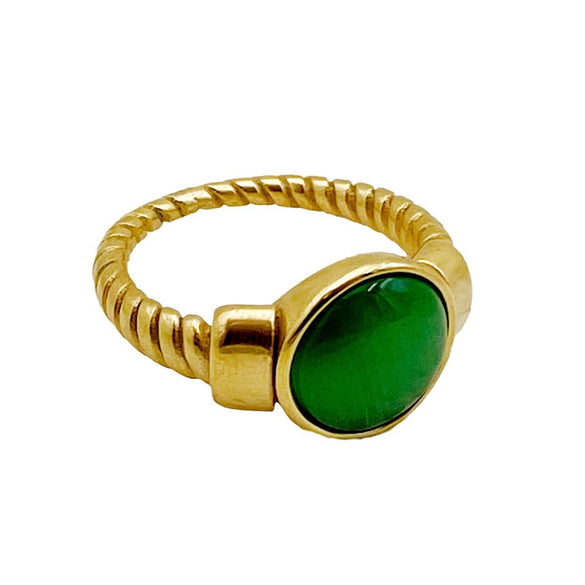 Wholesale Geometric Round Stainless Steel Ring With Vintage Blue Twist Shape For Women Electroplating Process