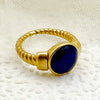 Wholesale Geometric Round Stainless Steel Ring With Vintage Blue Twist Shape For Women Electroplating Process