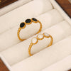 Wholesale Geometric Round Stainless Steel Women's Hip Hop 18K Gold Plated Opening Adjustable Ring