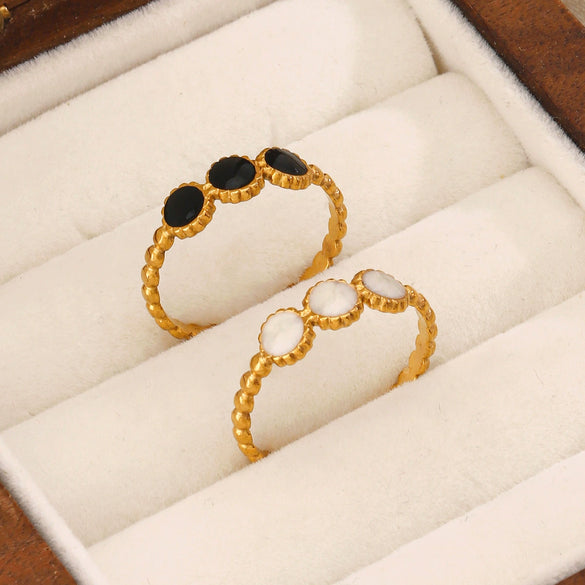 Wholesale Geometric Round Stainless Steel Women's Hip Hop 18K Gold Plated Opening Adjustable Ring