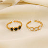 Wholesale Geometric Round Stainless Steel Women's Hip Hop 18K Gold Plated Opening Adjustable Ring