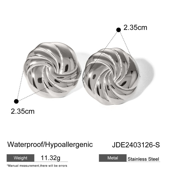 Wholesale Geometric Round Thread Electroplated Stainless Steel Earrings For Women
