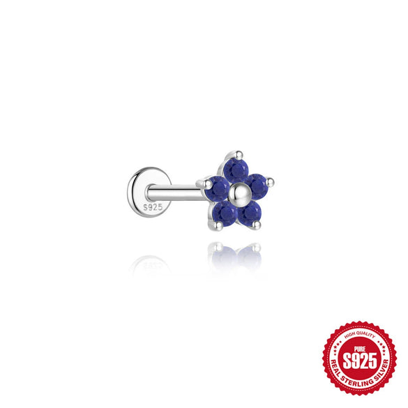 Wholesale Geometric S925 Sterling Silver Lapis Lazuli Diamondset Environmentally Friendly Electroplating Piercing Earrings