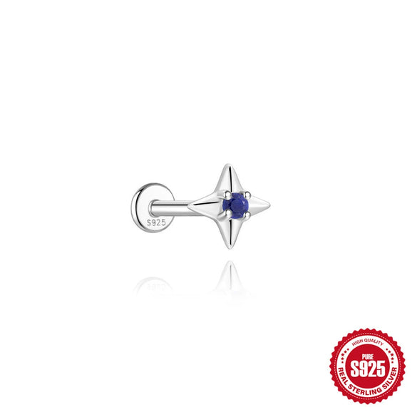 Wholesale Geometric S925 Sterling Silver Lapis Lazuli Diamondset Environmentally Friendly Electroplating Piercing Earrings