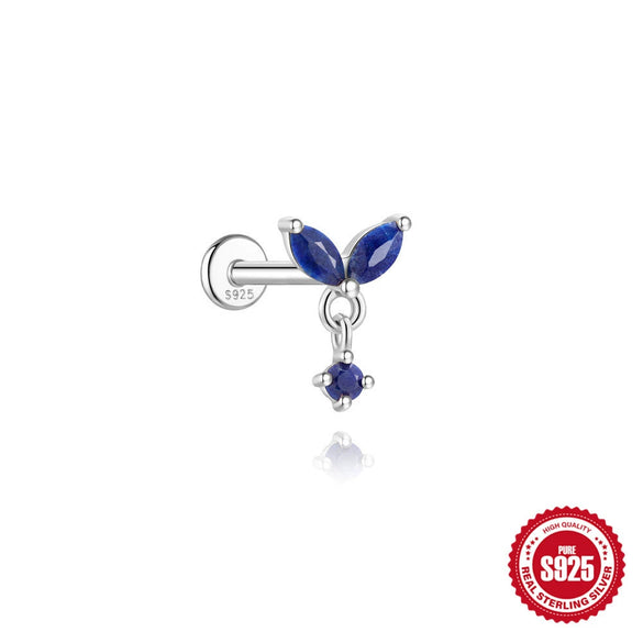 Wholesale Geometric S925 Sterling Silver Lapis Lazuli Diamondset Environmentally Friendly Electroplating Piercing Earrings