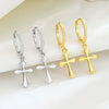 Wholesale Geometric S925 Sterling Silver Minimalist Cross Earrings With Electroplating