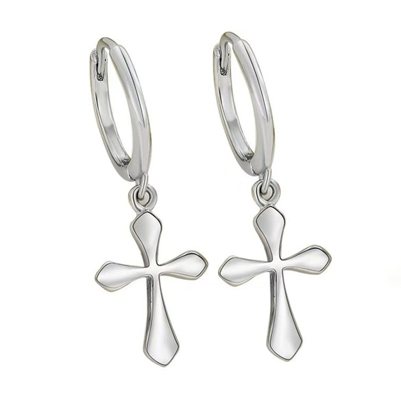 Wholesale Geometric S925 Sterling Silver Minimalist Cross Earrings With Electroplating