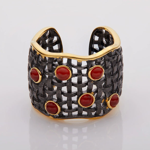 Wholesale Geometric S925 Sterling Silver Natural Agate Gem Inlaid Ring