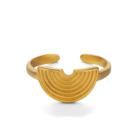 Wholesale Geometric Semicircle Stainless Steel Electroplated Ring For Women