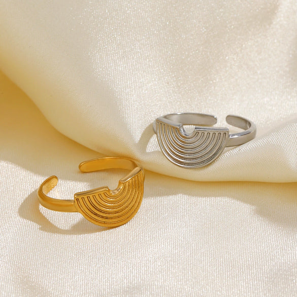 Wholesale Geometric Semicircle Stainless Steel Electroplated Ring For Women