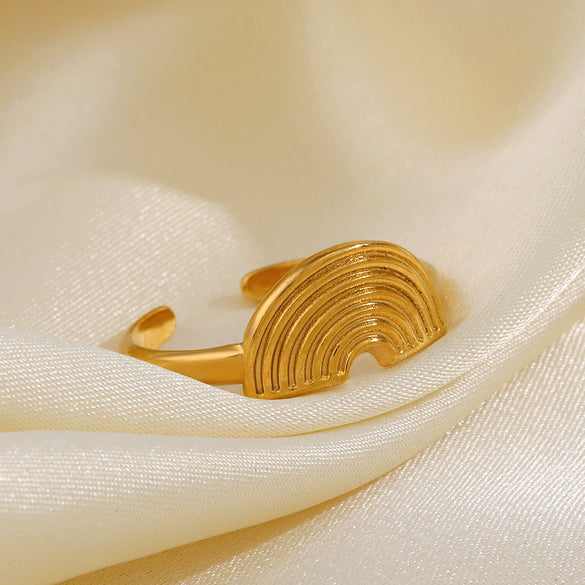 Wholesale Geometric Semicircle Stainless Steel Electroplated Ring For Women