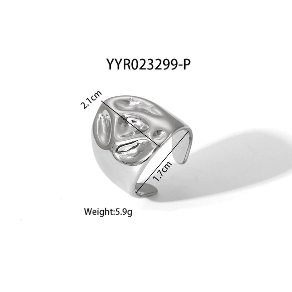 Wholesale Geometric Shaped Opening Adjustable Titanium Steel Ring With Pvd Furnace Real Gold Electroplating For Unisex