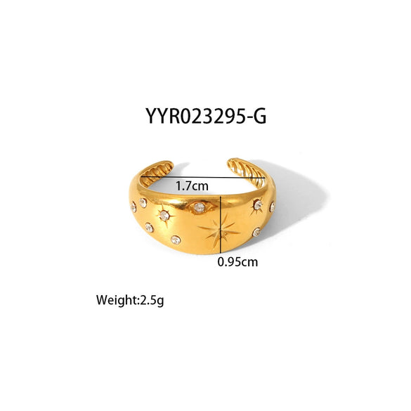 Wholesale Geometric Shaped Opening Adjustable Titanium Steel Ring With Pvd Furnace Real Gold Electroplating For Unisex