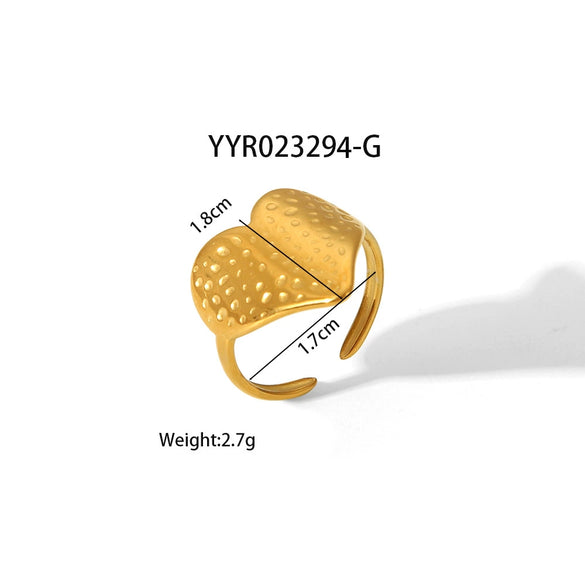 Wholesale Geometric Shaped Opening Adjustable Titanium Steel Ring With Pvd Furnace Real Gold Electroplating For Unisex