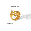 Wholesale Geometric Shaped Opening Adjustable Titanium Steel Ring With Pvd Furnace Real Gold Electroplating For Unisex
