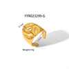Wholesale Geometric Shaped Opening Adjustable Titanium Steel Ring With Pvd Furnace Real Gold Electroplating For Unisex