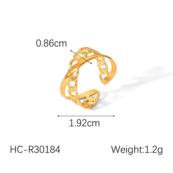 Wholesale Geometric Shaped Stainless Steel Gold Plated Opening Ring For Women