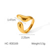 Wholesale Geometric Shaped Stainless Steel Gold Plated Opening Ring For Women
