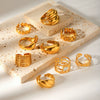 Wholesale Geometric Shaped Stainless Steel Gold Plated Opening Ring For Women