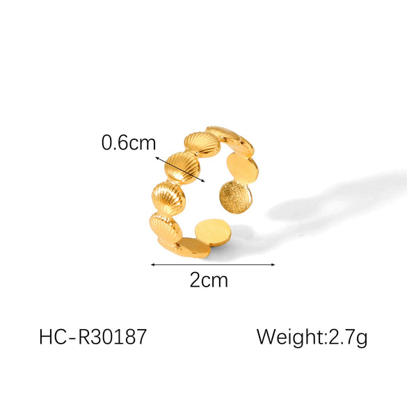 Wholesale Geometric Shaped Stainless Steel Gold Plated Opening Ring For Women