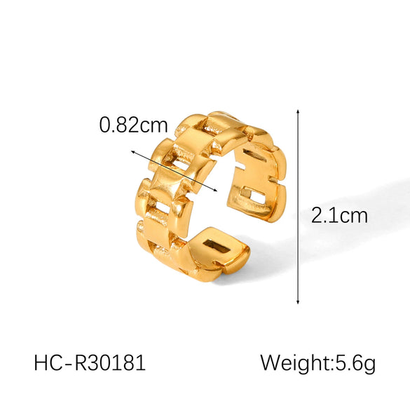 Wholesale Geometric Shaped Stainless Steel Gold Plated Opening Ring For Women