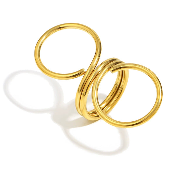 Wholesale Geometric 8Shaped Stainless Steel 18K Gold Plated Ring For Women