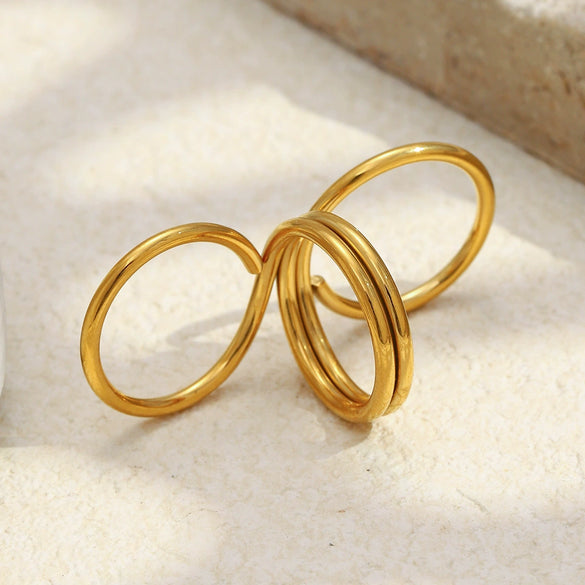 Wholesale Geometric 8Shaped Stainless Steel 18K Gold Plated Ring For Women