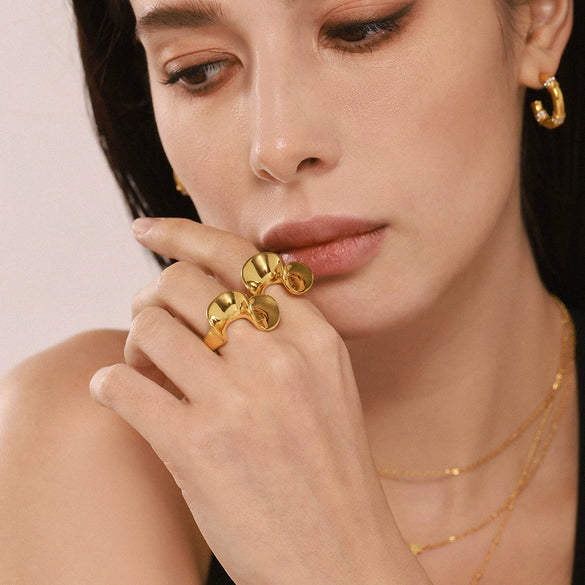Wholesale Geometric Shaped Twist Stainless Steel Gold Plated Finger Ring For Women