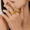Wholesale Geometric Shaped Twist Stainless Steel Gold Plated Finger Ring For Women