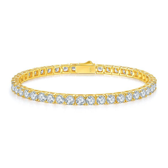 Wholesale Geometric 925 Silver Moissanite Tennis Bracelet Unisex Hand Jewelry Silver Plated Gold