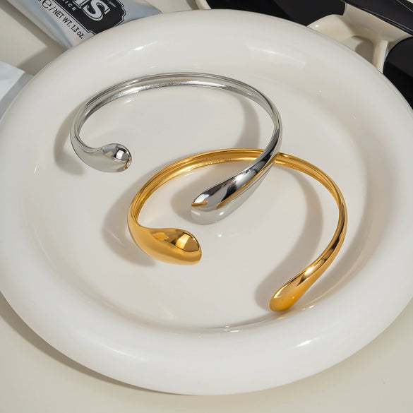 Wholesale Geometric Simple Design High Grade Stainless Steel 18K Gold Plated Asymmetric Opening Bracelet For Women Jewelry With Electroplating Process