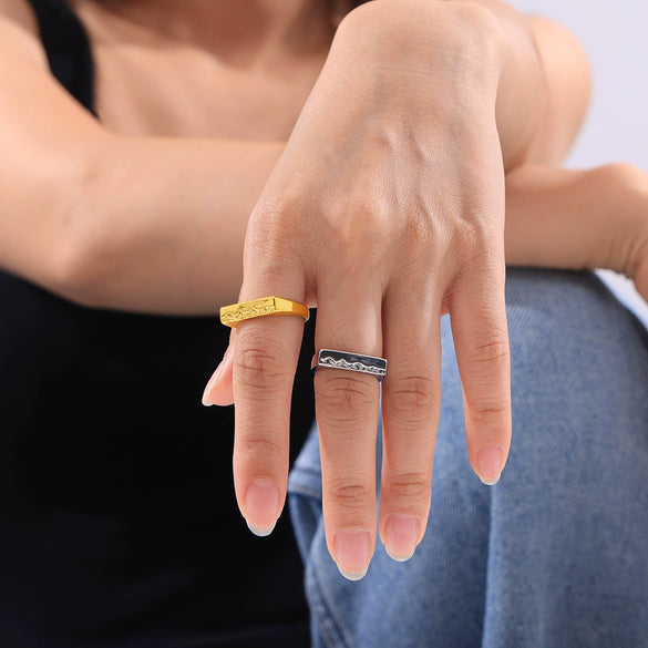 Wholesale Geometric Simple Fashion High End Sense Titanium Steel 18K Gold Plated Finger Ring Jewelry