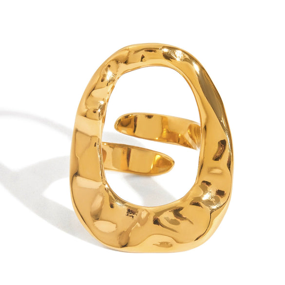 Wholesale Geometric Simple Glossy Stainless Steel Ring With 18K Gold Diamond Electroplated For Women
