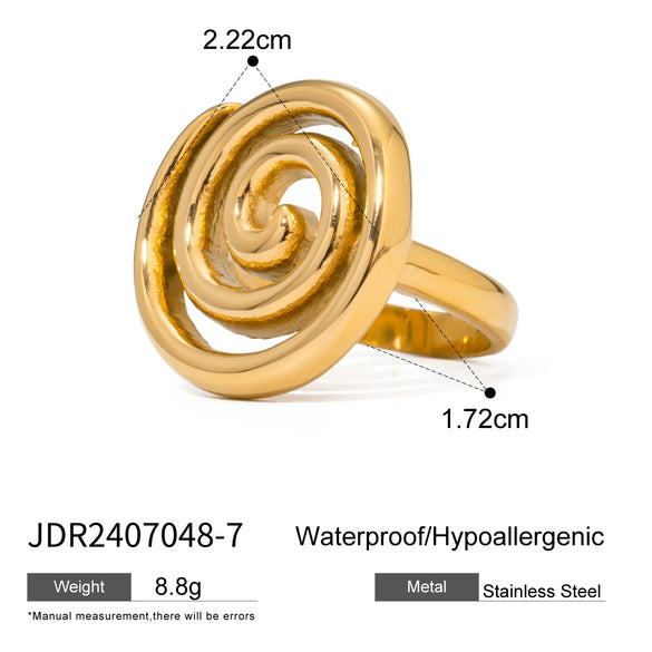 Wholesale Geometric Simple Glossy Stainless Steel Ring With 18K Gold Diamond Electroplated For Women