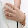 Wholesale Geometric Simple 18K Gold Electroplated Titanium Steel Rhomboid Ring For Women