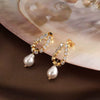 Wholesale Geometric Simple Natural 925 Sterling Silver Baroque Pearl Earrings With Electroplating For Women