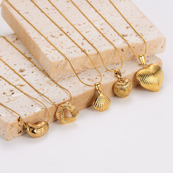 Wholesale Geometric Simple Stainless Steel Electroplated Necklace