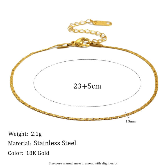 Wholesale Geometric Simple Stainless Steel 18K Gold Plated Anklet For Women